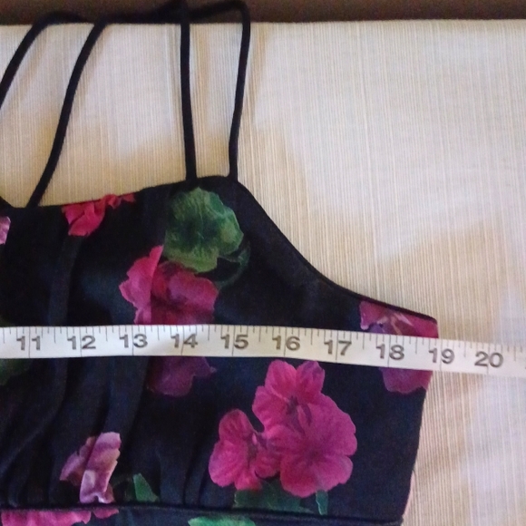 Sz 12 Black Floral Cocktail Dress by CDC Evening - Picture 7 of 8